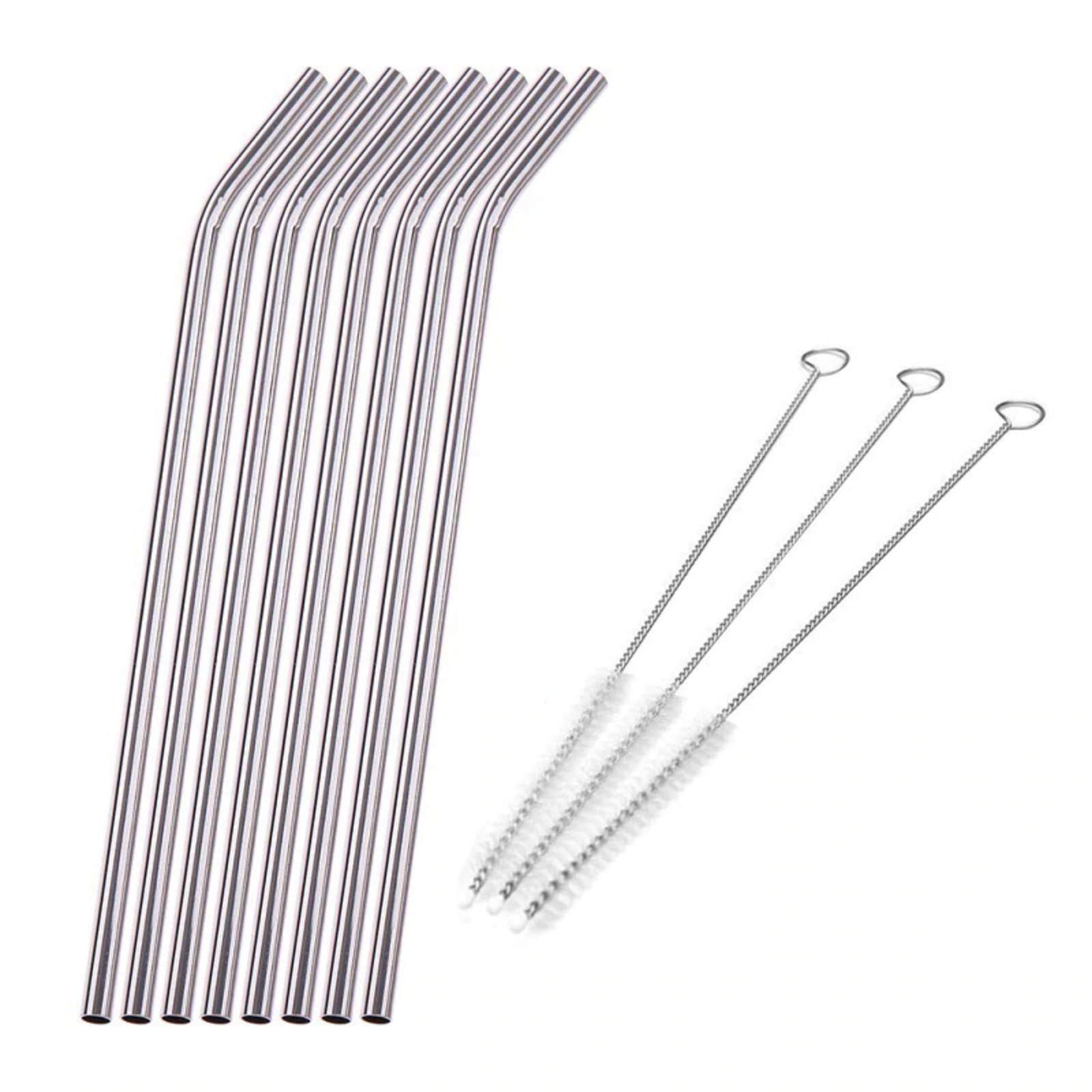 ZIETNAL 8 pz/lotto Set di Cannucce In Metallo Riutilizzabili Con Spazzola Pulitore Cannucce Piegate Kit Cannucce A Buon Mercato Bar Cocktail Accessori