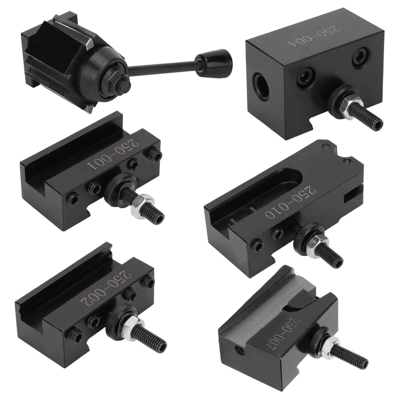 Kit de Poste de Herramientas Portaherramientas de Pistón de Acero de Alta Velocidad Modelo 250 0 con 5 Soportes Juego de Postes de Herramientas de Mecanizado Rectificado para Torno CNC