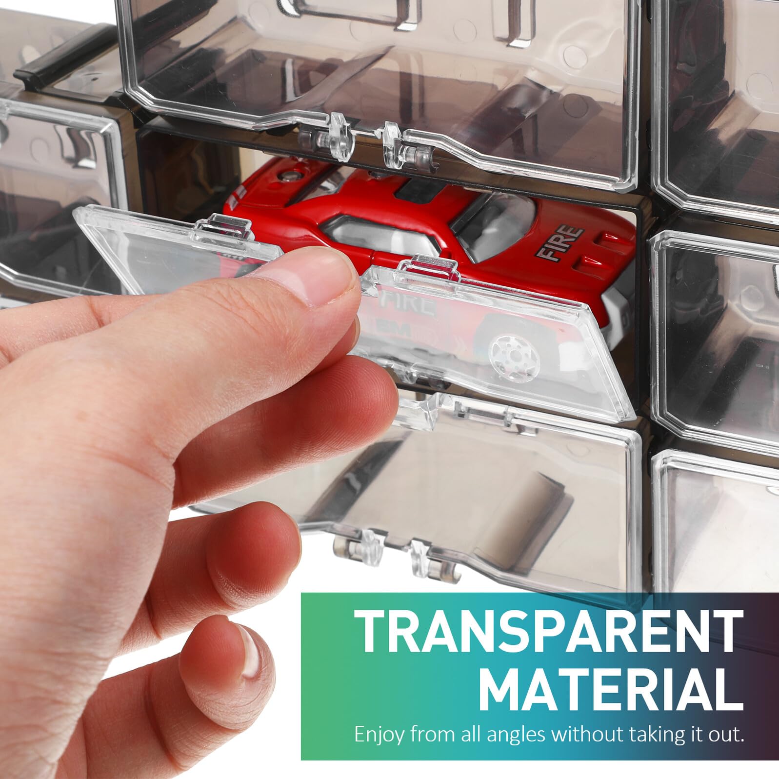 jojofuny Organizador de Plástico Transparente para Coches de Juguete a Escala 1/64, 40 Unidades, Exhibición y Almacenamiento