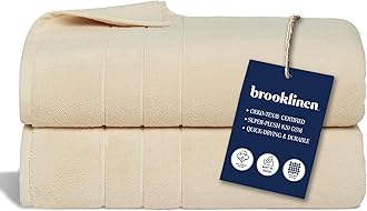 BrooklinenSuper-Plush Turkish Cotton Bath Sheets Set of 2 Cotton, 820 GSM, Highly Absorbent, Machine Washable, Perfect for Home & Bathroom (40" x 65", Vanilla)