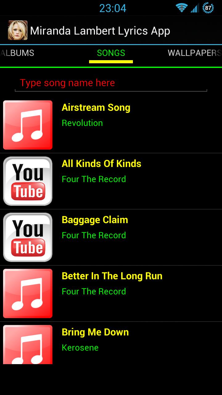 Miranda Lambert Lyrics App - App on Amazon Appstore