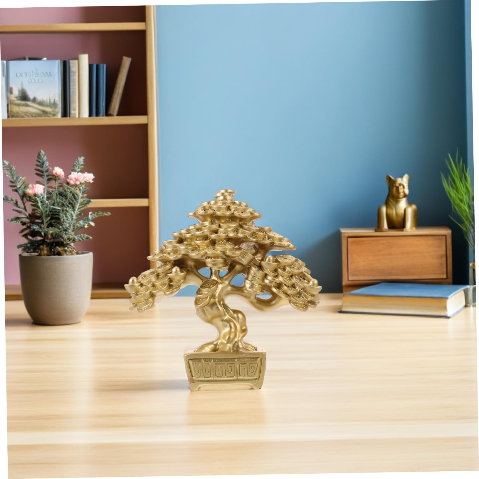 Hemobllo Albero dei Soldi Feng Shui per Tavolo d Ingresso Statuetta Decorativa Cinese in Resina Simbolo di Ricchezza e Successo per Casa o Ufficio