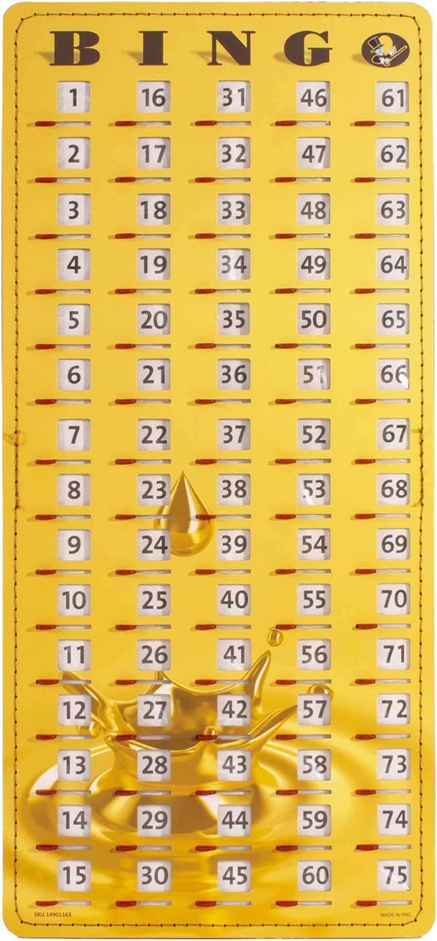 MR CHIPS Large 14.75" L x 6.75" W Jam-Proof Finger Tip Bingo Master Board Card with Large 3/4" Sliding Windows, Thick 5 Ply Cardboard, Gold Rush Style, Perfect for Tracking Bingo Games
