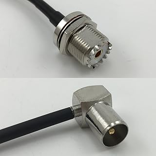 6 inch RG188 UHF Female BULKHEAD to DVB Pal Male Angle Pigtail Jumper RF coaxial cable 50ohm Quick USA Shipping