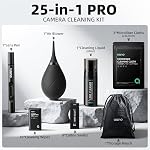 llano 7-in-1 Camera Lens Cleaning Kit with Cleaning Solution 60ml, Swab, Pen, Air Blower, Nano-Fiber Cloth, Wipes, Multifunctional Cleaning Kit for Computer PC MacBook iPhone Camera