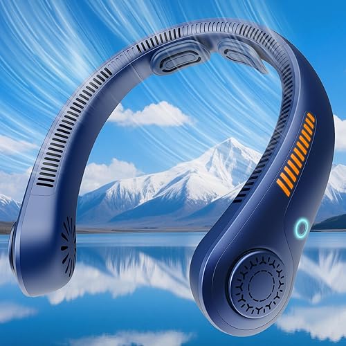 Ventilador de cuello portátil, recargable, ventilador personal para soplar aire frío, 5 velocidades, batería USB, enfriador de cuello con cuello,