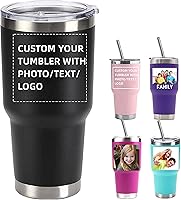 SilkWsy Personalized Photo Stainless Steel Tumbler 20oz 30oz Custom Coffee Cup Lid Straw Vacuum Insulated