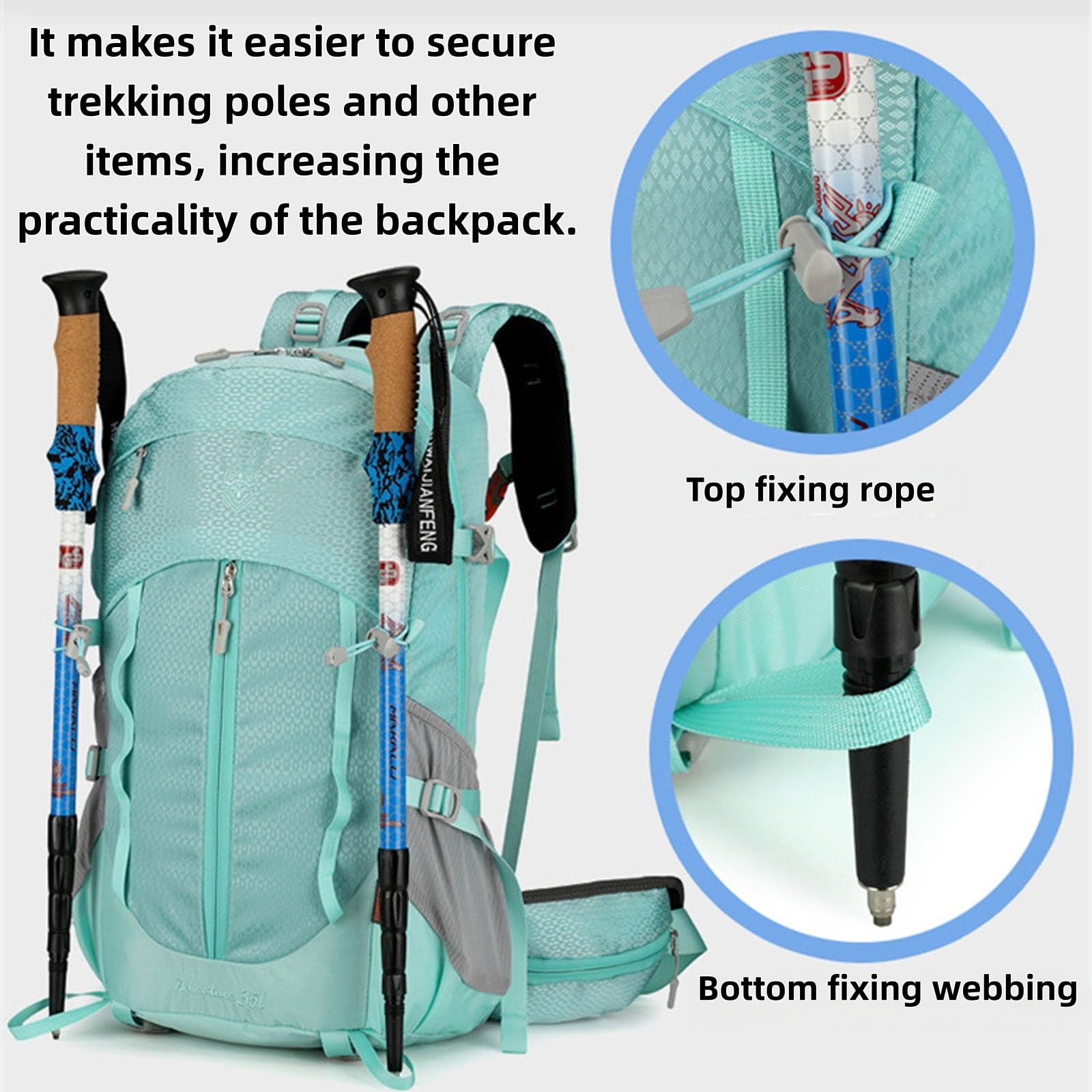 Mochila de Senderismo, Mochila de Trekking, Mochila para Exteriores 35L, Ligera Impermeable con Correas Ajustables, para Hombres Mujeres Camping Montaña Viajes (Gris oscuro)