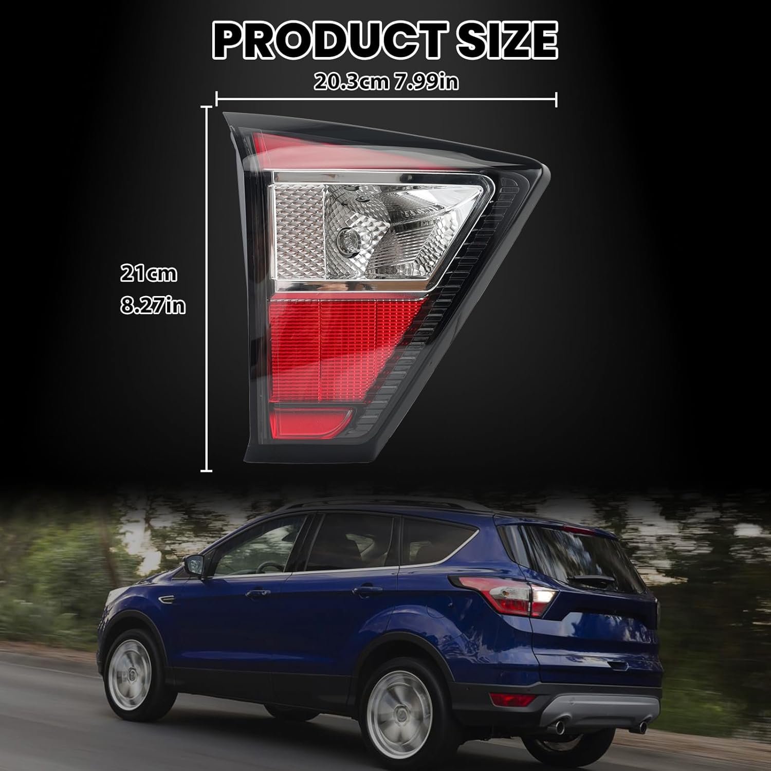Tail Light Assembly Compatible with Ford Escape Kuga 2017 2018 2019 Inner Rear Brake Replaces GJ5Z13405F FO2802118 Left Driver Side