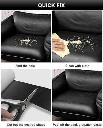 Miniatura 9 de Numola Cinta de reparación de cuero de 4 x 60 pulgadas, cinta adhesiva fuerte de reparación, parche antiarañazos para sofá, asiento de automóvil,