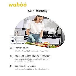 LANON Protection wahoo Skin-Friendly Dishwashing Cleaning Gloves, Dishwashing Kitchen Gloves with Cotton Flocked Liner, Non-Slip, Surf Spray, Large