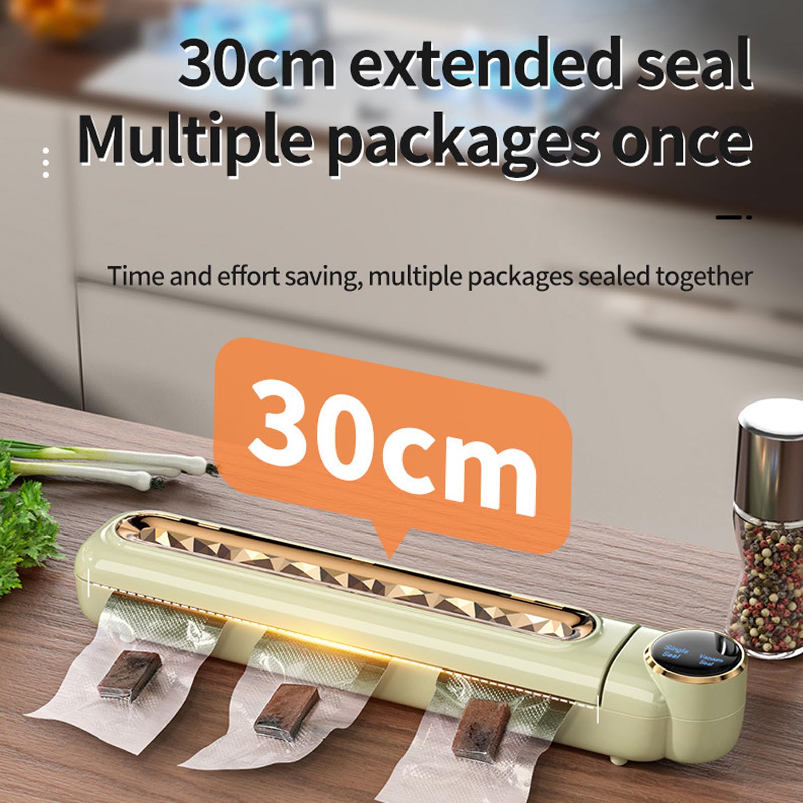 Máquina de envasado al vacío automática, máquina selladora al vacío con 50 Bolsas selladoras al vacío, máquina de vacío Totalmente automática con Sellado táctil (White 50* Sealer Bags)