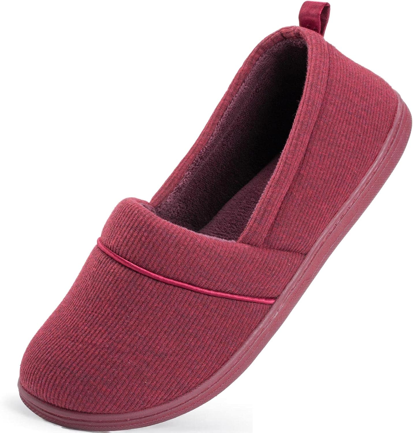 HomeTop Women's Comfort Memory Foam House Shoes, Ladies' Light Weight Terry Cloth Loafer Slippers with Indoor Outdoor Non-skid Rubber Sole