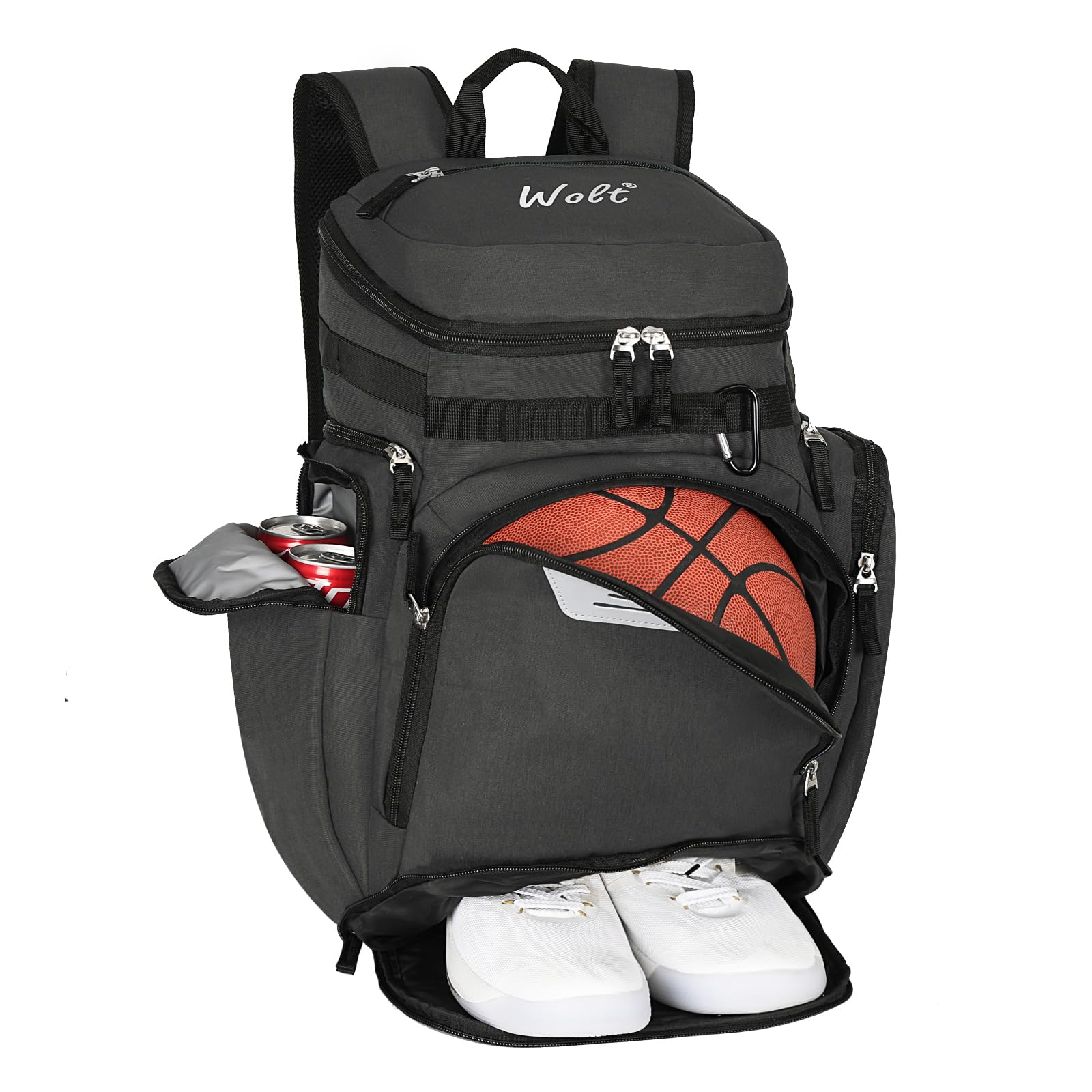 WOLT Basketball Bag Backpack with Separate Ball Compartment and Shoes Pocket, Gym Bags for Men, Large Sports Bag for Basketball, Soccer, Volleyball,