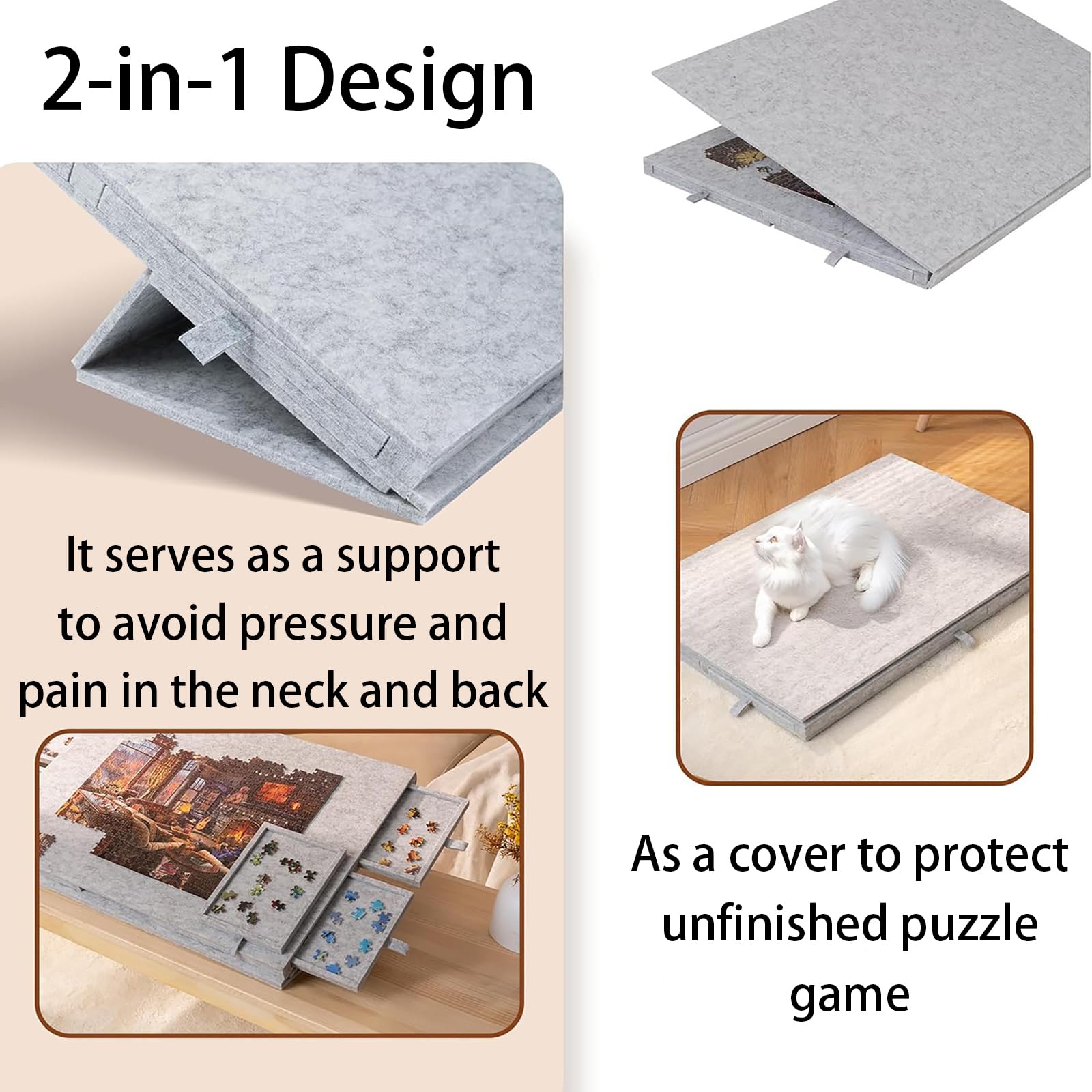 Mesa De Rompecabezas Plegable,Mesa De Rompecabezas Inclinable,Tablero De Rompecabezas De Fieltro Liviano,Superficie Antideslizante,DiseñO Abatible,para El Hogar O Viajar