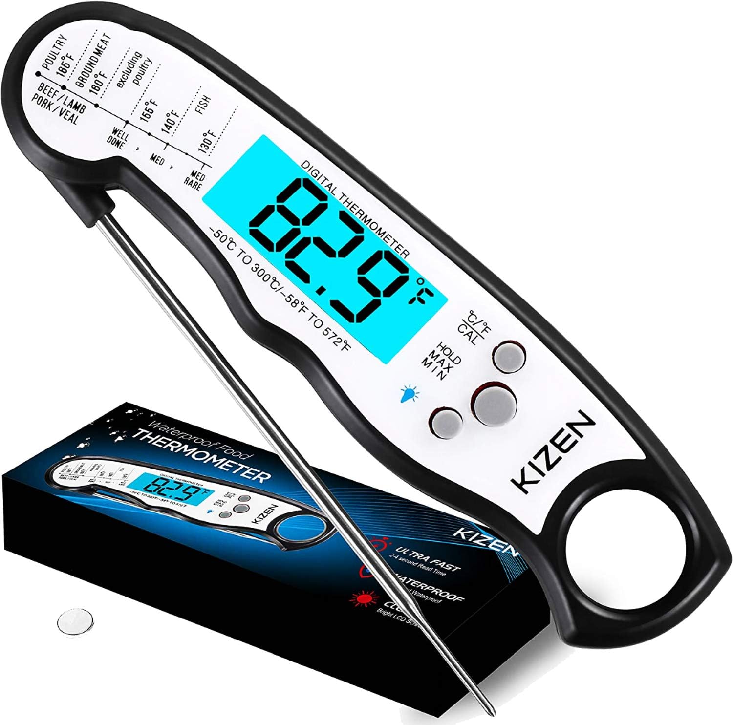 Kizen-Waterproof-Instant-Read-Meat-Thermometer