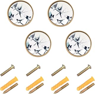 4 Pack Five Magpies Flight Cabinet Knobs Round 1-1/4 Inch (32 mm) Dresser Drawer Pulls Kitchen Cabinet Hardware Handles Knobs for Dresser Kitchen Drawer