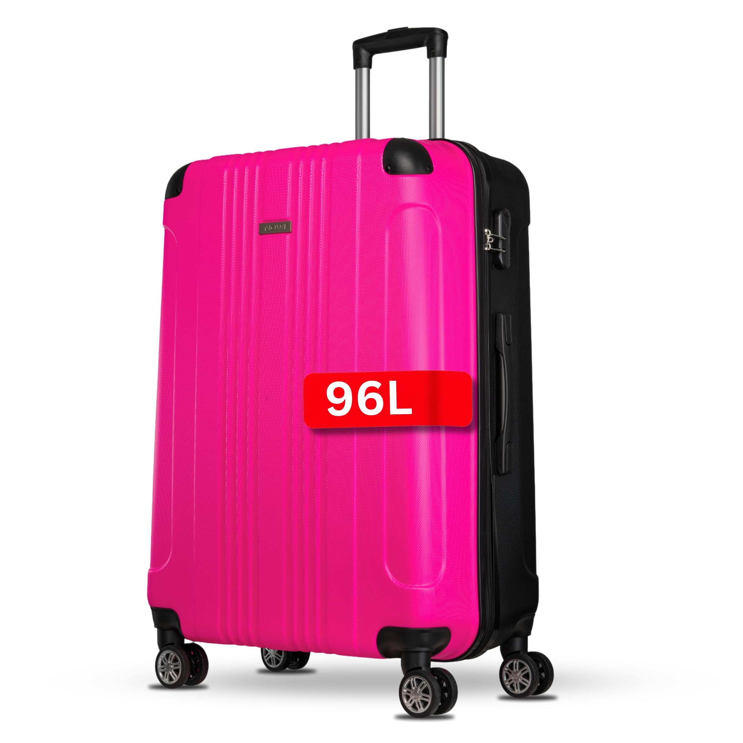 NOWI Hartschalenkoffer XL Groß – 96L Volumen - mit Kantenschutz – 8 Rollen 360° drehbar – Leichter ABS Koffer mit Zahlenschloss & Teleskopgestänge – Koffer Groß (pink, XL)