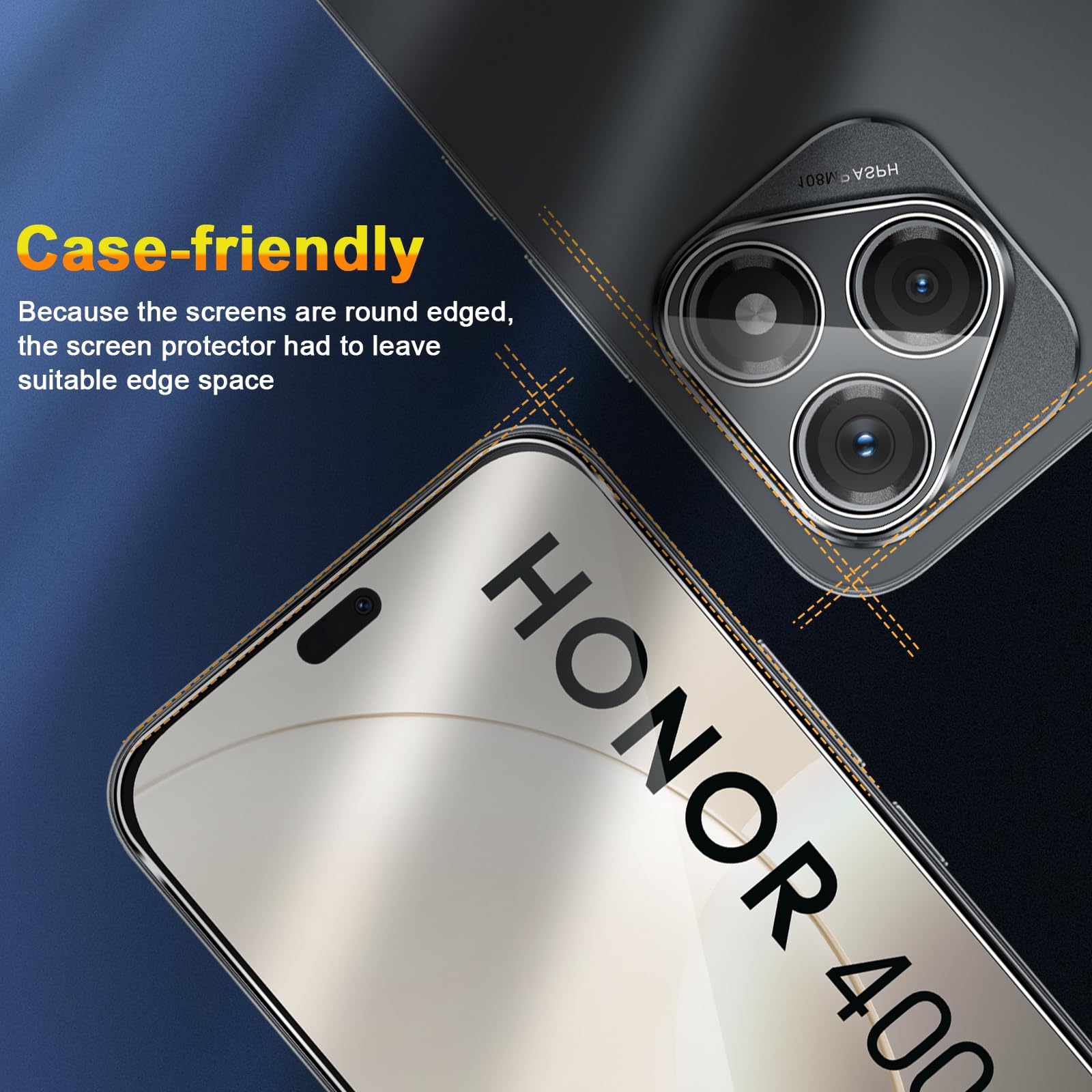 QULLOO Verre Trempé pour Honor 400 Lite 5G, 3 Pièces Protecteur D'écran et 2 Pièces Caméra Arrière Protecteur, 9H Dureté Film Protection Écran HD Clarté Anti Rayures Vitre Protection