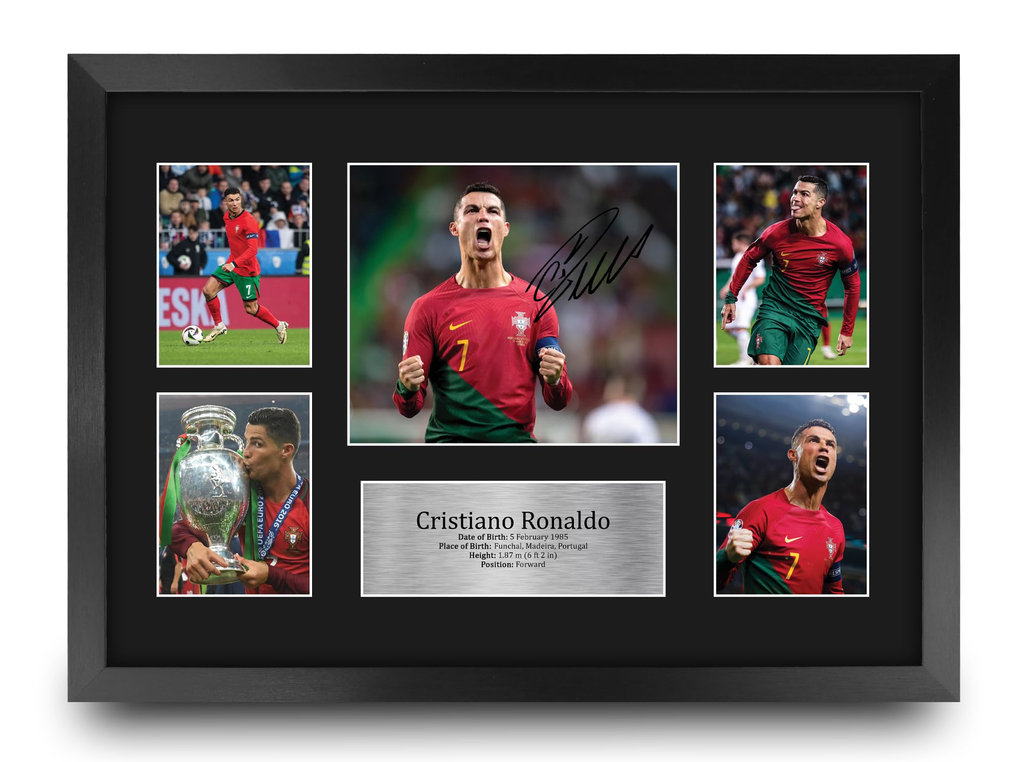 HWC Trading Cristiano Ronaldo Portugal 16 x 12 inch (A3) Printed Gifts Signed Autograph Picture for Football Fans and Supporters - 16" x 12" Framed