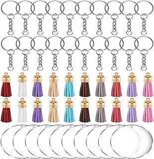 U-Vathing Acrylic Keychain Blanks Bulk, 90Pcs Keychain Making Kit with Oval Blanks, Clear Keychains for Vinyl Kit, Keychain Rings and Keychain Tassels for DIY Keychain Crafting