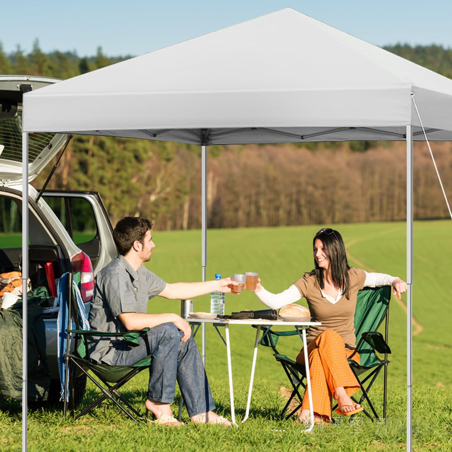 Pop-Up-Zelt, 3 x 3 m, einfach aufzubauen, sofortiger Outdoor-Baldachin mit belüfteter Oberseite, geraden Beinen, Tragetasche mit Rädern – Weiß Musik-CDs & Vinyl