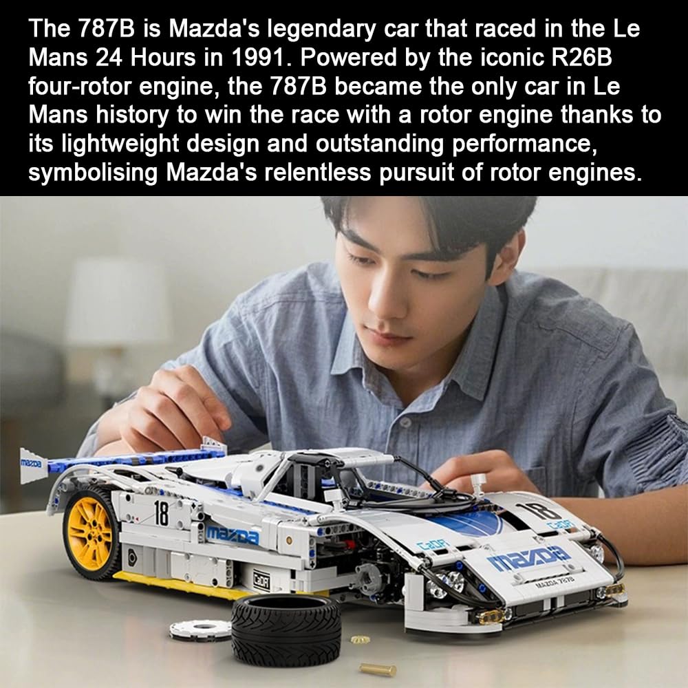 Technik Auto für CADA Mazda 787B Bausatz, 1797 KIemmbausteine MOC Technik Rennauto für Kinder, Erwachsene, Baumeister, C63007W (OHNE M0TOR)