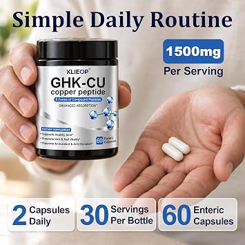 GHK-Cu Copper Peptide Supplement,6-in-1 Collagen Peptide Complex 60 CS