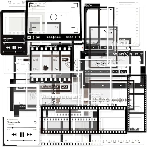 60 calcomanías de película retro para cámara, calcomanías decorativas para marco de película, 3 juegos de calcomanías de bordes surtidos para