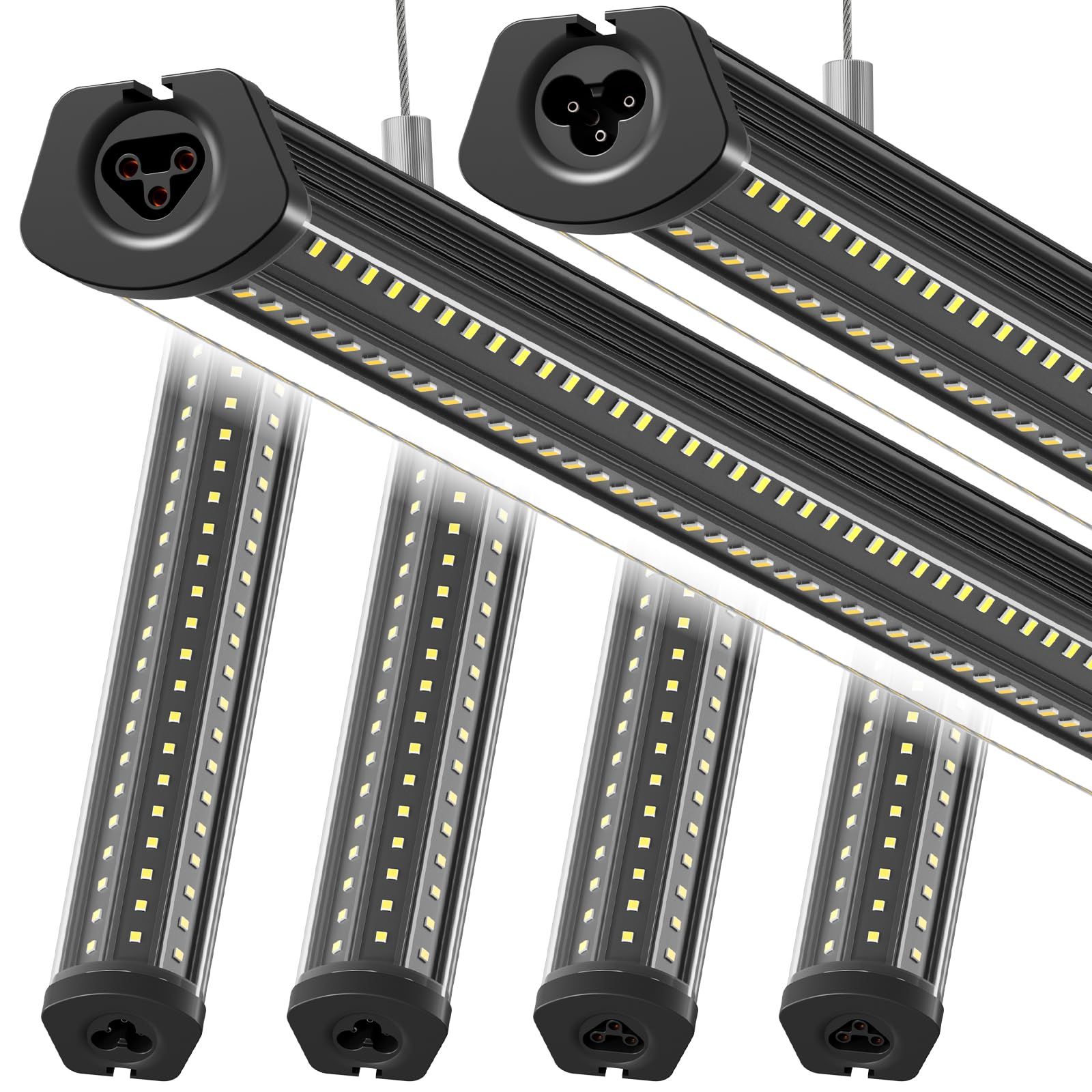 Barrina T8 LED Shop Lights 8FT, 140W 17000LM, 5000K U Shape, Black, 6 Packs