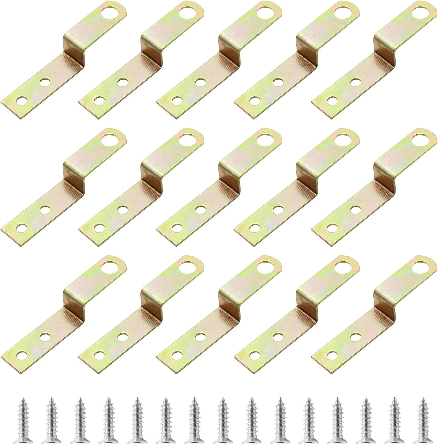 Bivethoi 15pcs Metal Z Angle Bracket 1/2 Inch / 12mm Picture Frame Brace with Screws, Corner Mounting Shelf Bracket, Furniture Brace Accessories