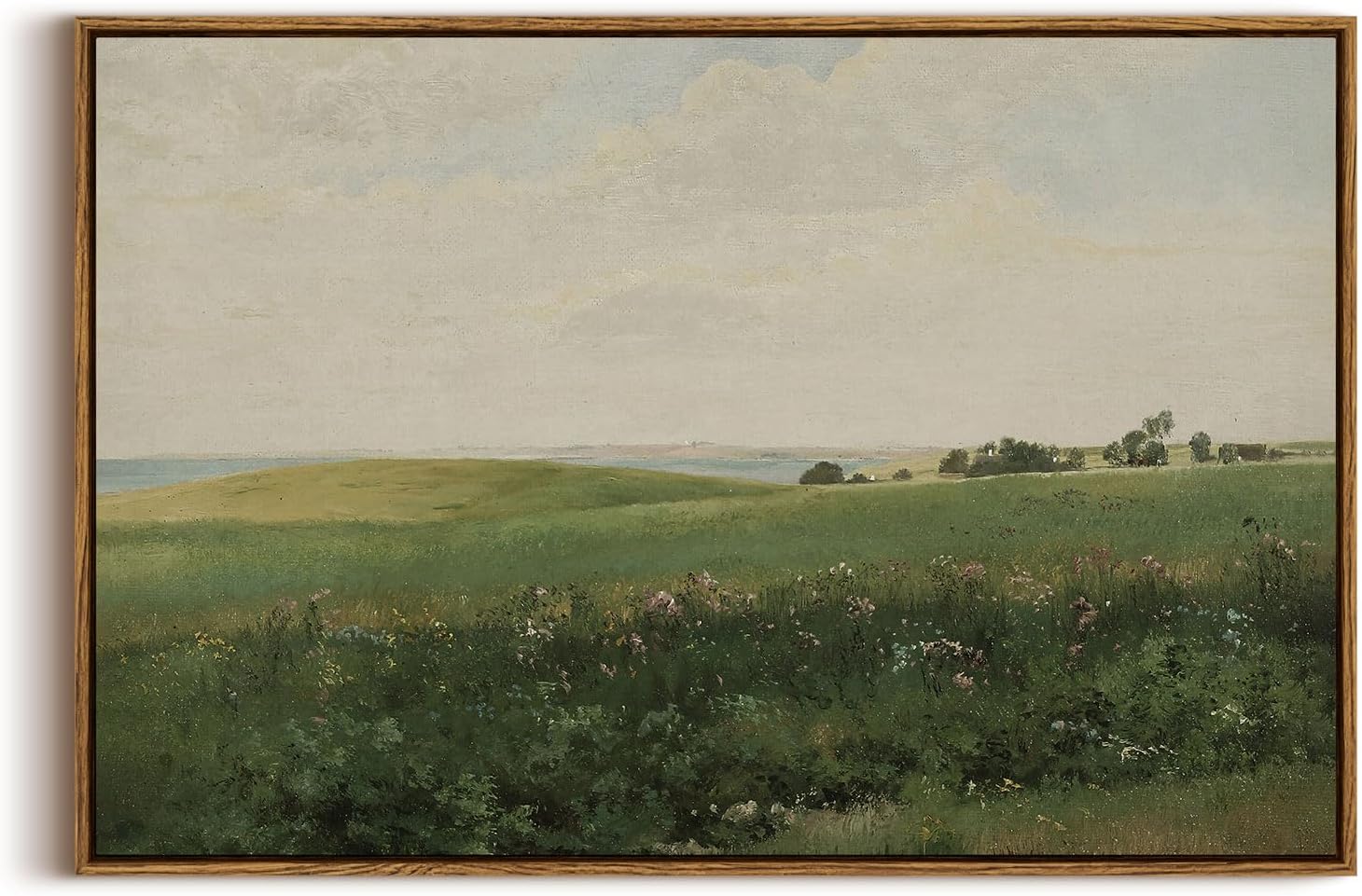 InSimSea Framed Canvas Wall Art - Vintage Farmhouse Decor, Vast Grassland Landscape Paintings, Large Prints, Scenery Wall Decoration for Living Room, Bedroom, Bathroom - 20"x30"