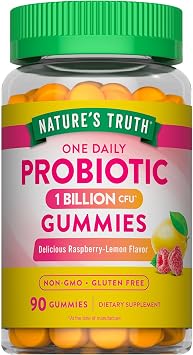 Natures Truth Probiotic Gummies | 1 Billion CFU | 90 Count | Raspberry Lemon Flavor | Non-GMO & Gluten Free Supplement