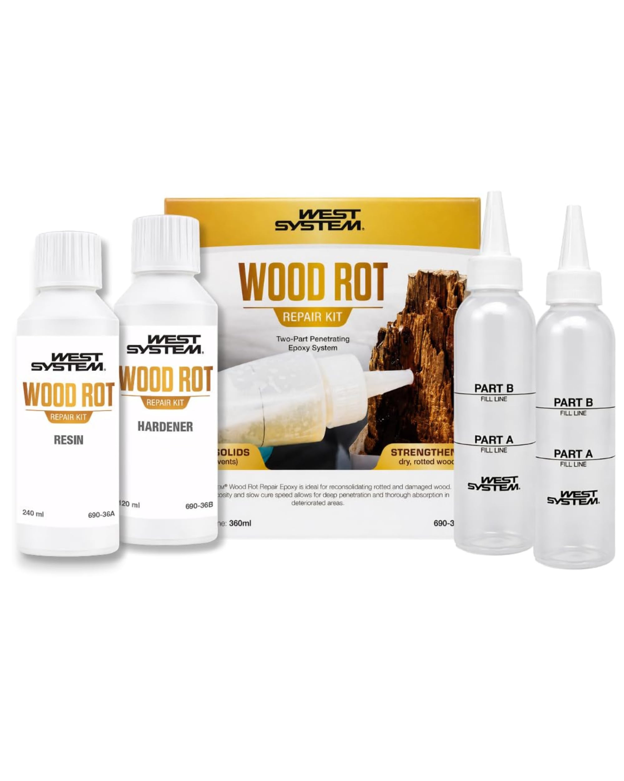 WEST SYSTEM Kit Reparación Madera Podrida - Resina Epoxi Madera - Pequeño