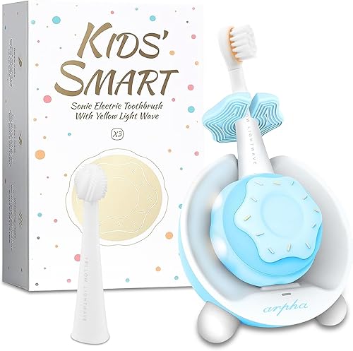 Cepillo de dientes eléctrico para niños, cepillo de dientes eléctrico para niños pequeños con luz LED de registro, mango de silicona de fácil