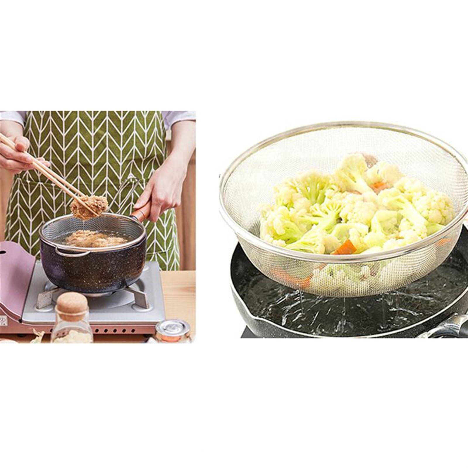 Tamiz para harina, Colador de harina, colador arroz, cesta acero inoxidable, metal, plástico for frutas y verduras for hornear(25.8x24x8.5cm)