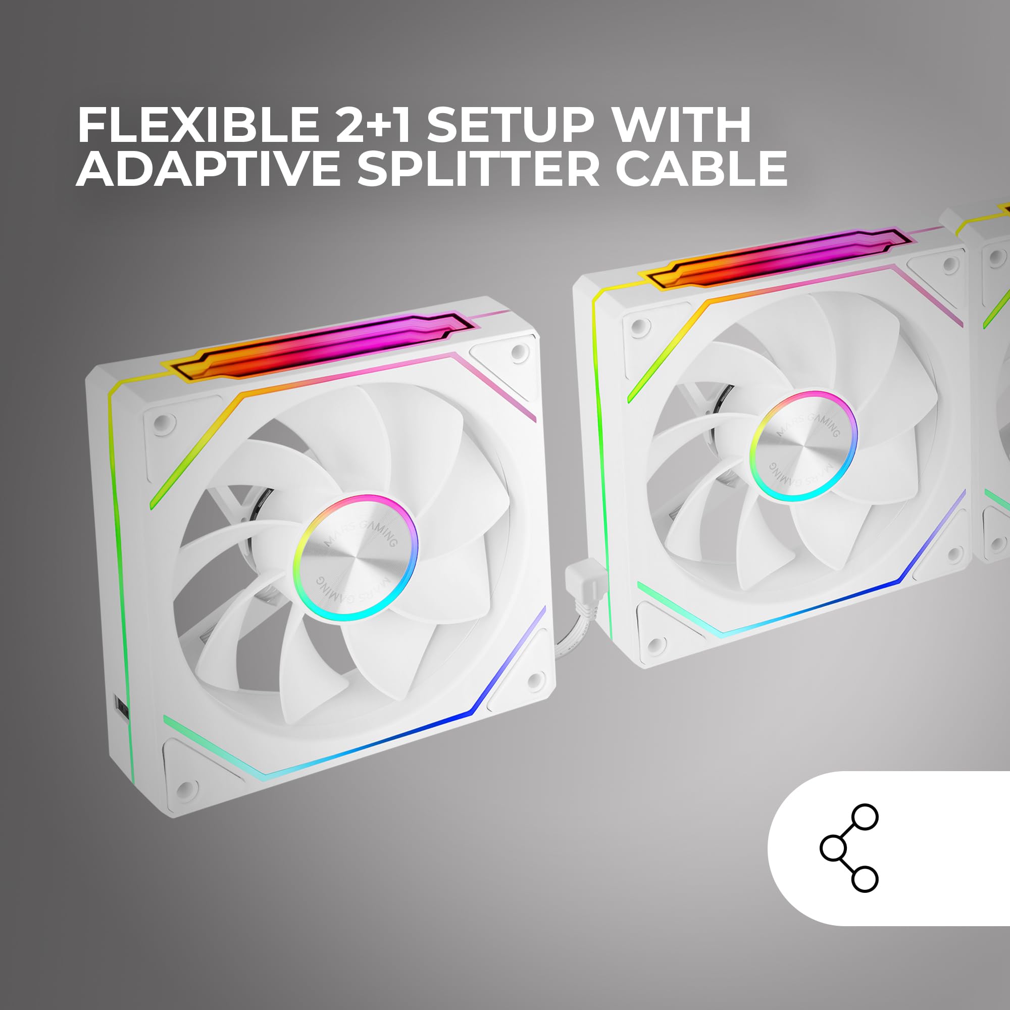 Mars Gaming MFD, Ventilador 120mm CHROMA RGB Dual Automático, Ultra Silencioso 14dB, Conexión Molex 4PIN, Sistema Antivibraciones, Transparente — view 124