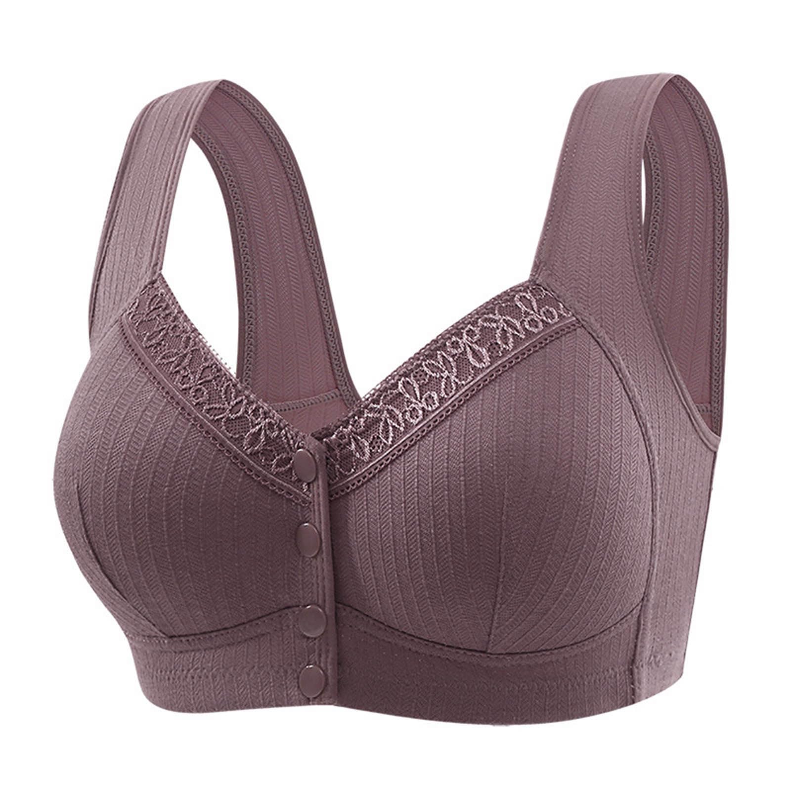 Daisy Bras for Older Women Front Button Closure Lace Bralette No Underwire Comfort Full Coverage Everyday Bras