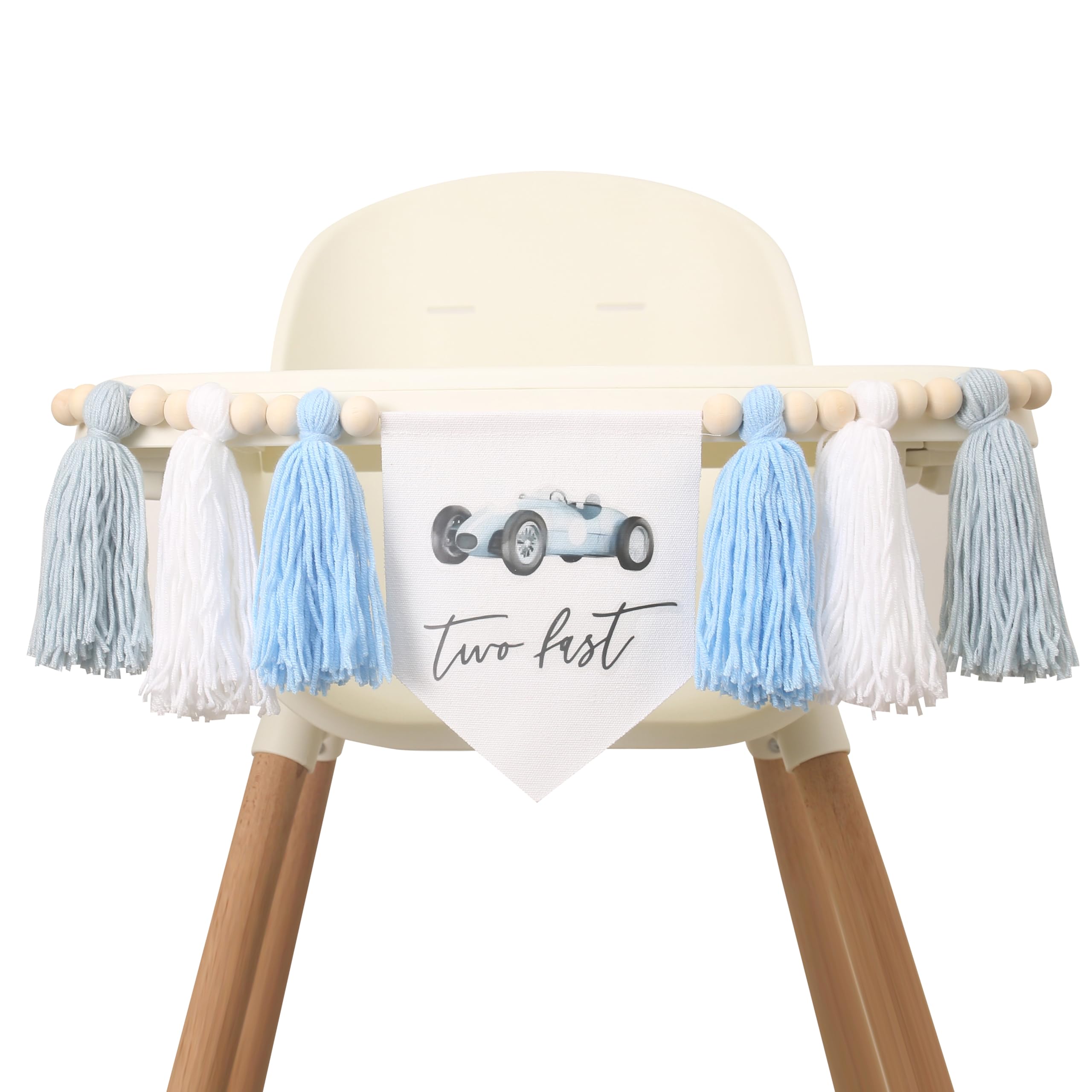 Two Fast 2nd Birthday High Chair Banner，Race Car High Chair Banner Decorations，Retro Race Car Birthday Banner，Racing Theme 2nd Birthday Party Supplies