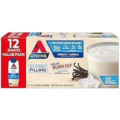 Atkins Creamy Vanilla High Protein Shake, 15g Protein, Low Glycemic, Low Carb and Low Sugar Shakes, Keto Friendly, 12 Vanilla Flavored Protein Shakes