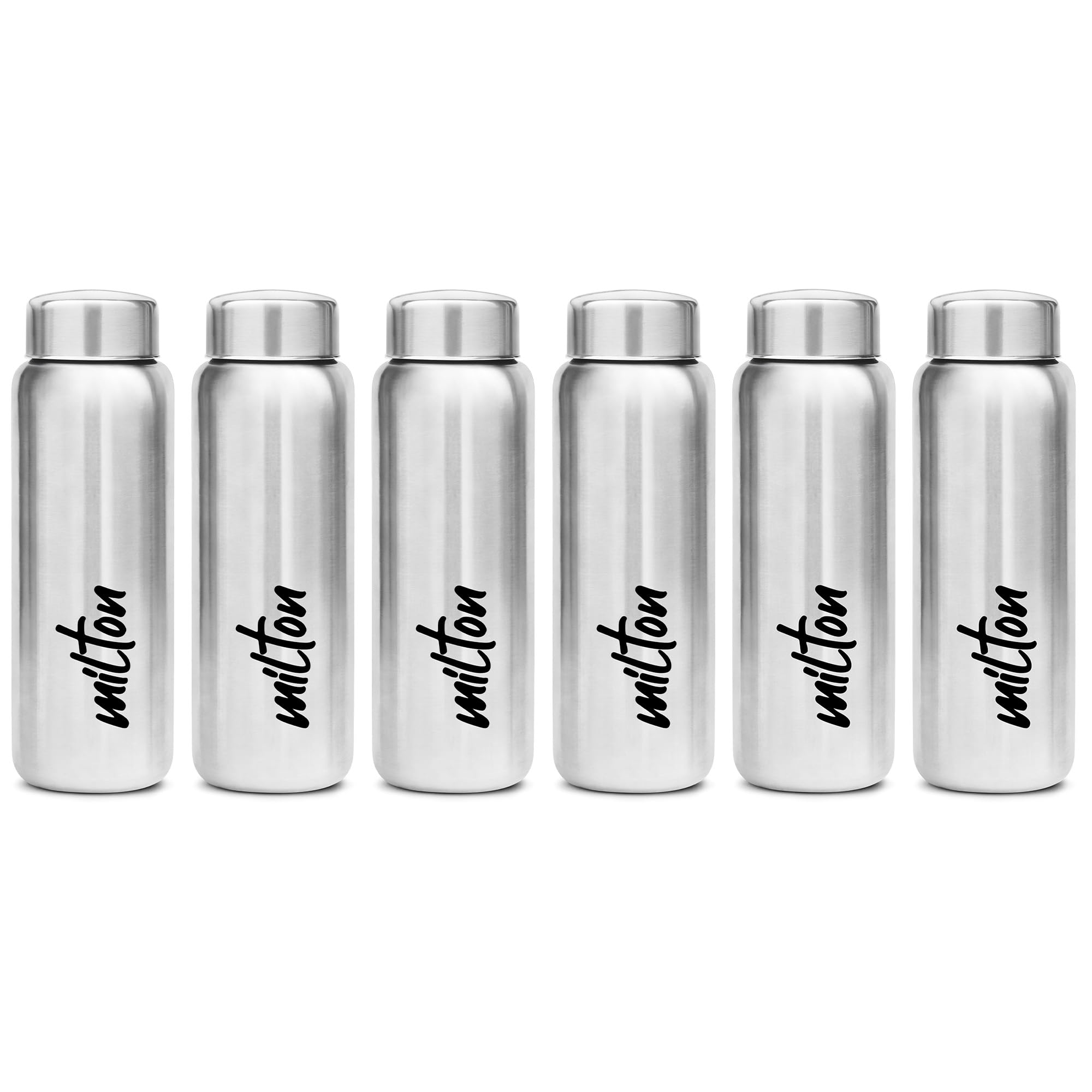 MILTON Aqua 750 Stainless Steel Water Bottle Set, 750 ml Each, Silver | 100% Leak Proof | Office, Gym, Home, Kitchen, Hiking, Travel Bottle