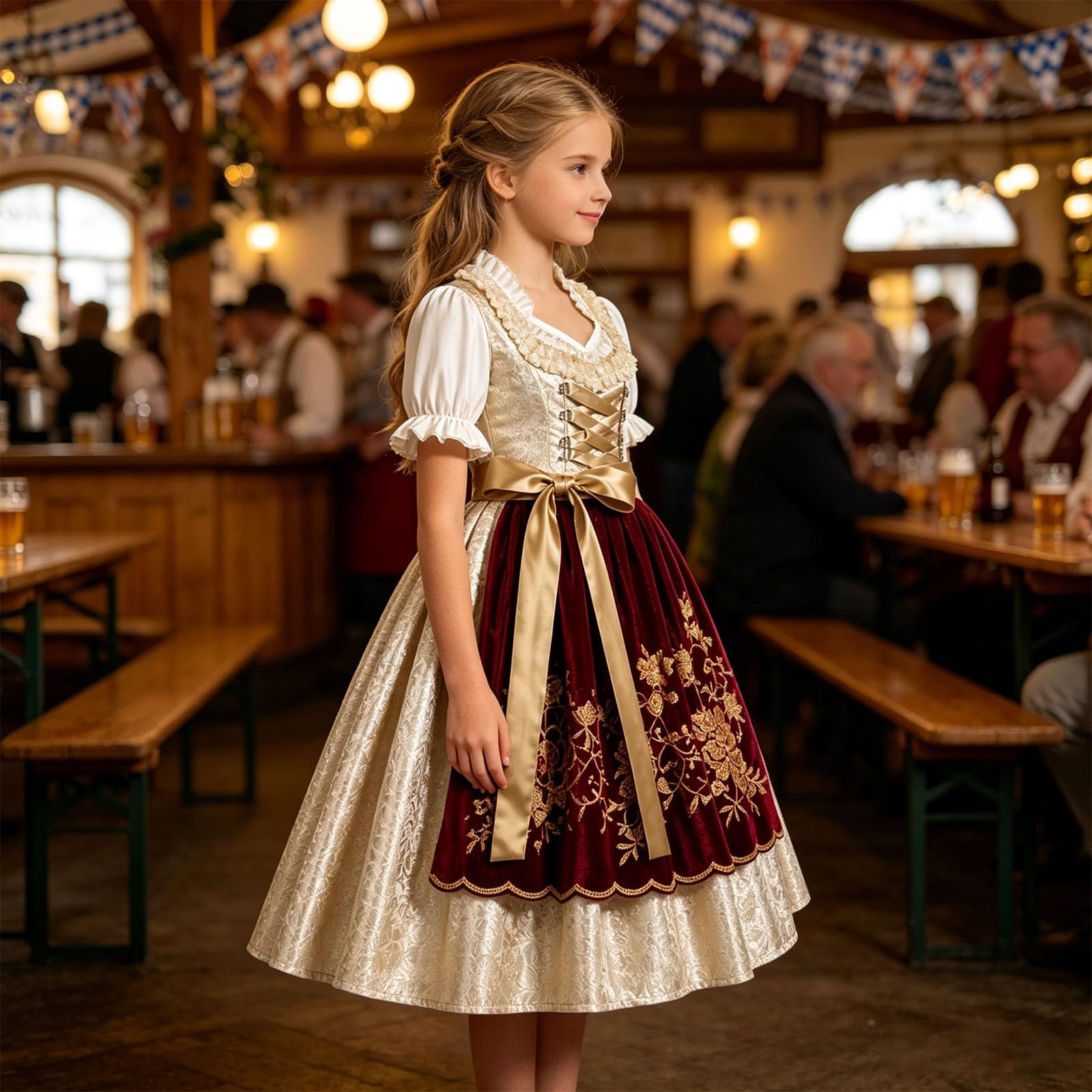 Mädchen Trachtenkleid Kinder Dirndl Oktoberfest Bayerischer Stil