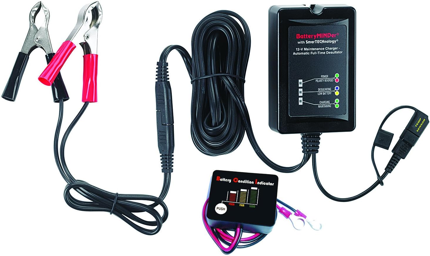 BatteryMINDer Model 1500CEC1B: 12Volt-1.5 Amp Battery Charger Maintenance Charger/Desulfator with Push-Button Battery Indicator - Designed for Cars, Trucks, Motorcycles, ATV, Boat, RV, etc.