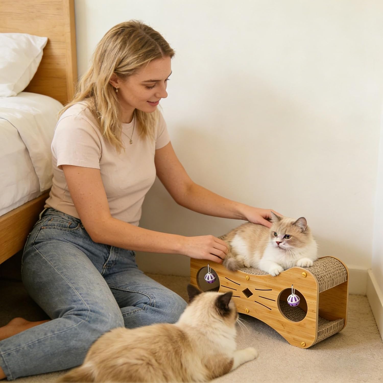 Kitten Scratcher Tunnel, Double-Layer Cat House, Corrugated Cat Scratcher for Boredom Relief and Exercise, Sturdy Eco-Friendly Material Design, Pet Play Accessory, Home Corner Floor