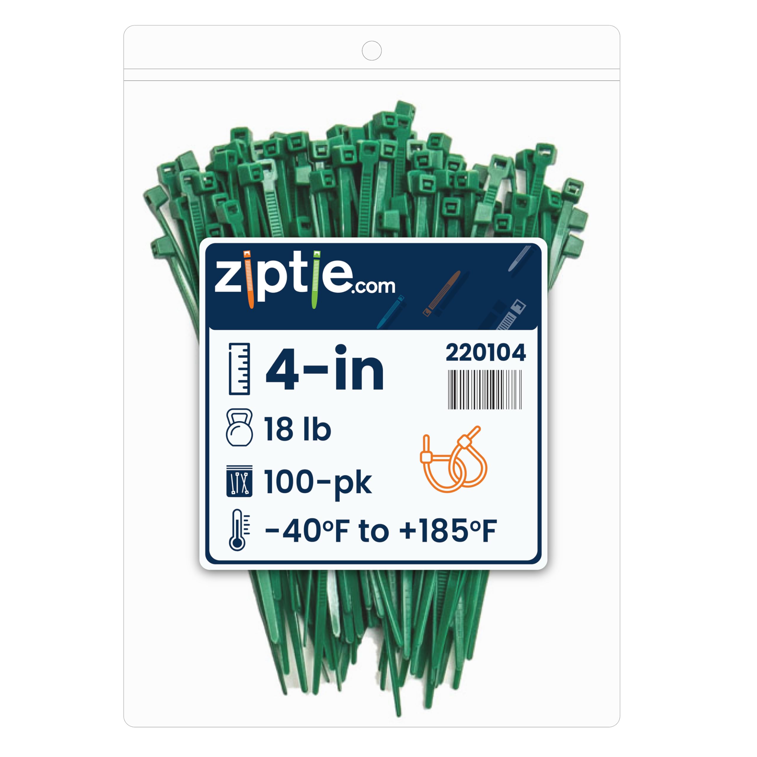 ZipTie.com 4-Inch Dark Green Multi-Purpose Zip Ties - 18-lb Tensile Strength Cord Management - UL 21 Listed Tie Wraps - Indoor Multi-Purpose (100-Pack
