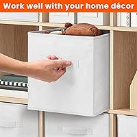 Vista 4 de Criusia Cubos de almacenamiento – Contenedores de almacenamiento de tela resistente de 13 pulgadas para estantes, armario, organizador de cubos