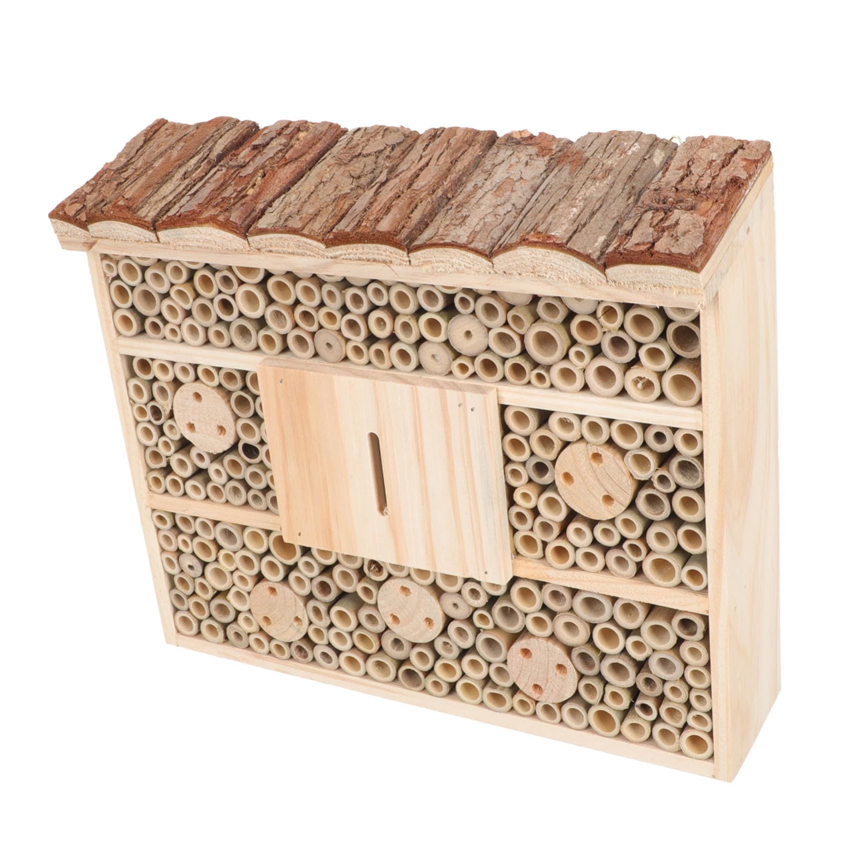 VICASKY Casa degli Insetti Decorativa Bee Cabin in Legno Beige Capanna da Giardino, per Attrarre Insetti Utili e Mantenere L’Ecologia del Prato