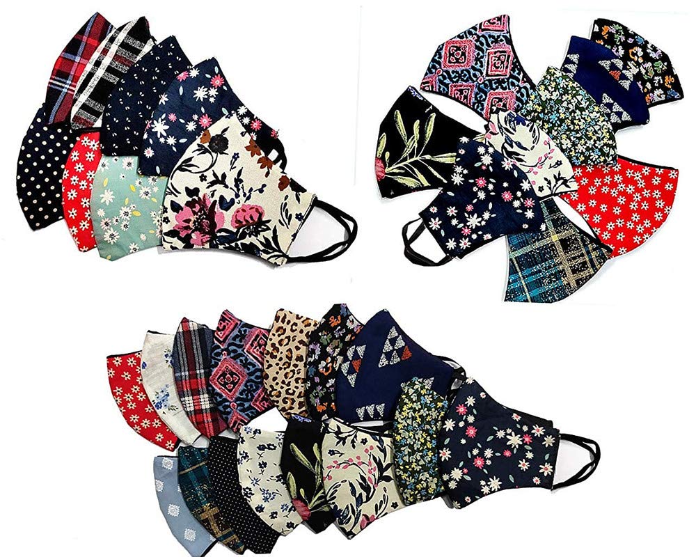 Veteran 100% Cotton Washable Reusable 2 Cloth Layer Fashion Stylish Cloth Face Mask (Pack of 2 for Women Men Boys Girls, Multicolour, Without Valve) 2