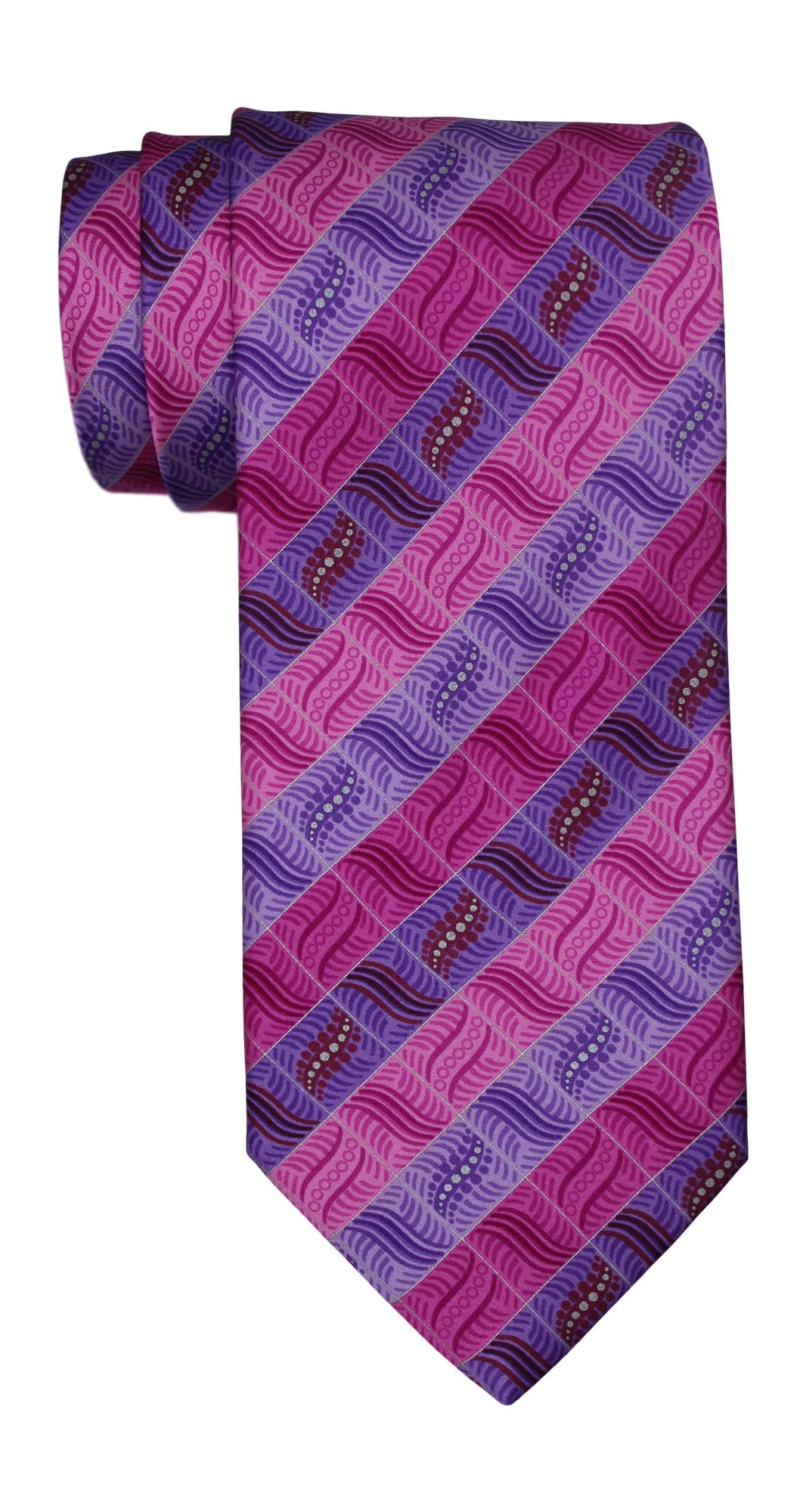 Italo Ferretti Satin-Krawatte, geometrisch, Rosa / Violett