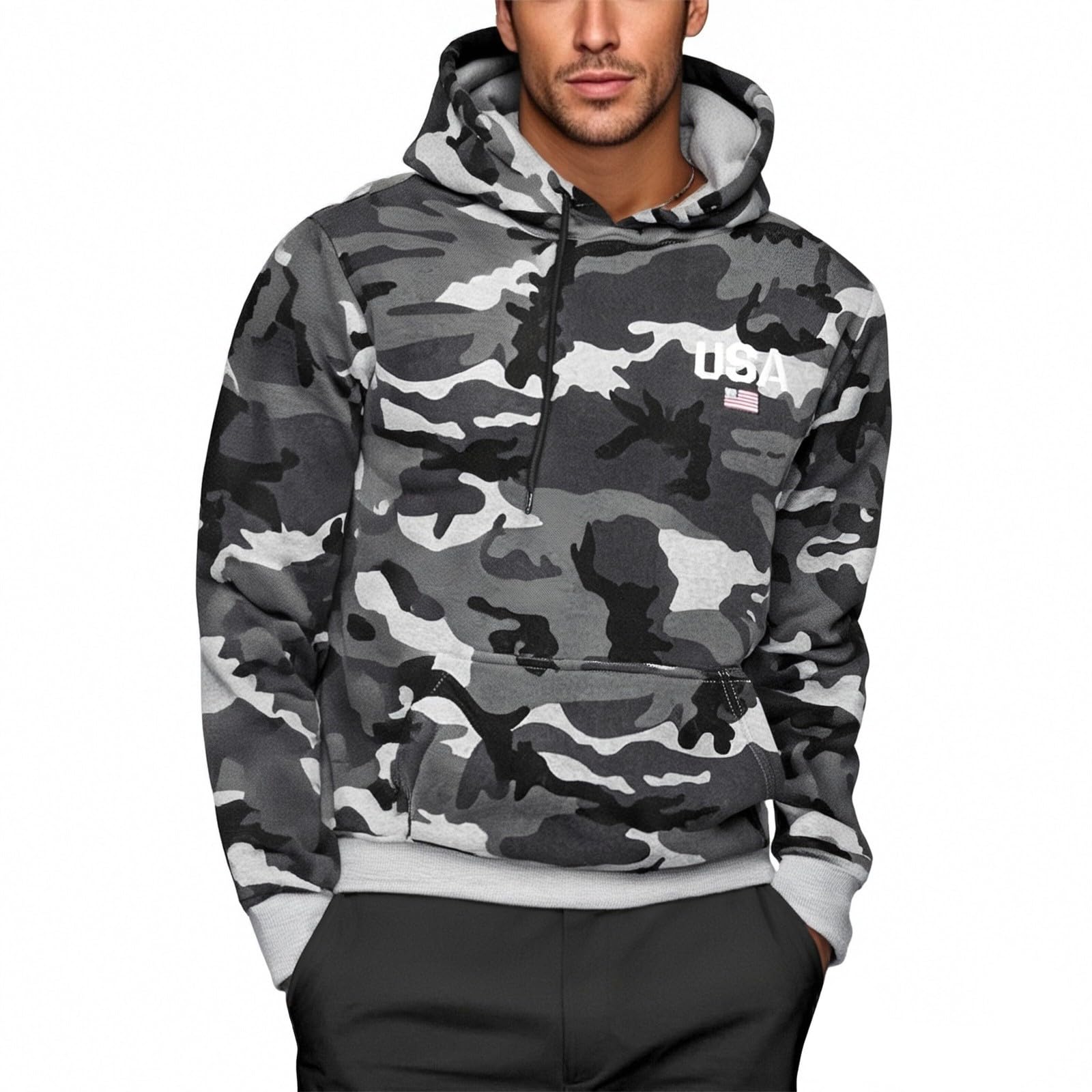 Chaqueta Verano Hombre Sudadera con Capucha Estampada para Hombre, Estilo Casual, Deportiva, Otoño E Invierno Sudaderas Blancas Camiseta Ciclismo Caza Artículos Pesca